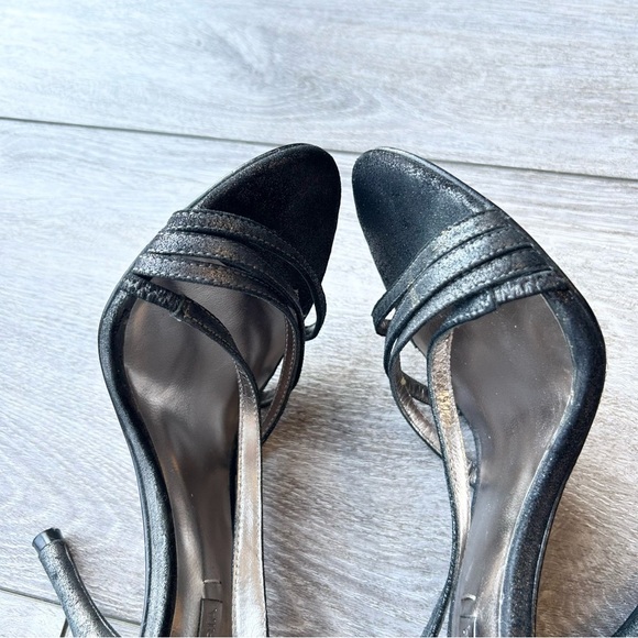 BCBGMAXAZRIA Metallic Black All Leather Heeled Sandals - Picture 14 of 14